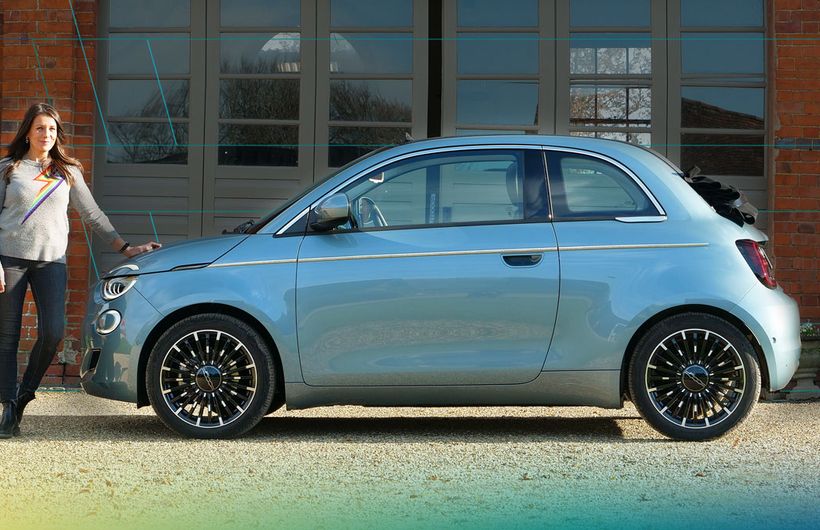 Ginny Buckley with Fiat 500 electric