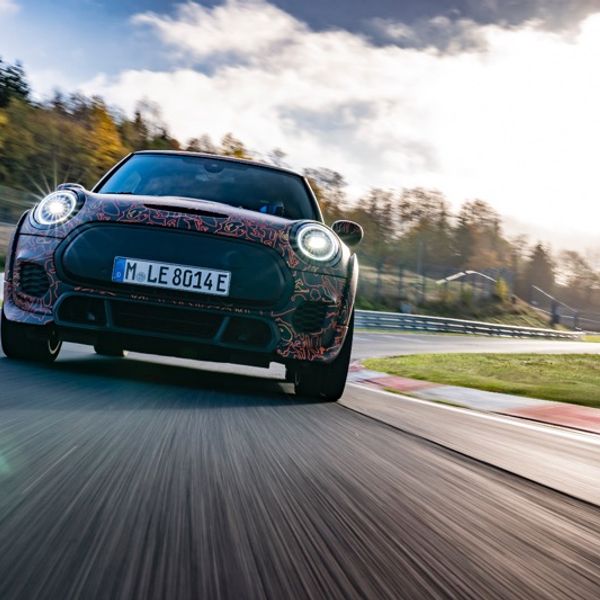 Mini Electric John Cooper Works edition driving at Nurburgring