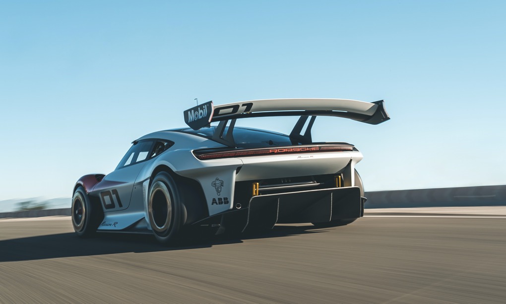 Porsche Mission R rear tracking on track