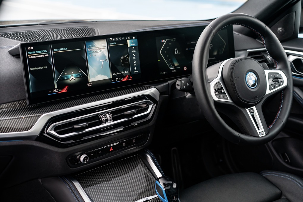 BMW i4  dashboard and infotainment screen, right hand drive