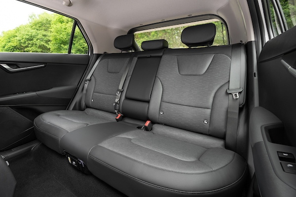 kia Niro ev, shows backseats, black