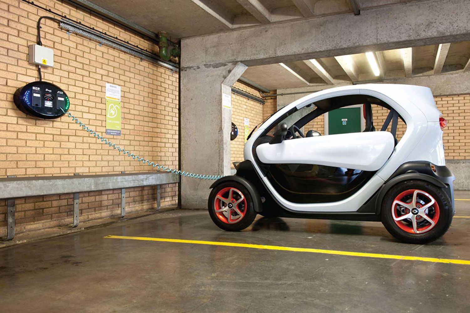 Renault Twizy, Side shot, in car park, charging