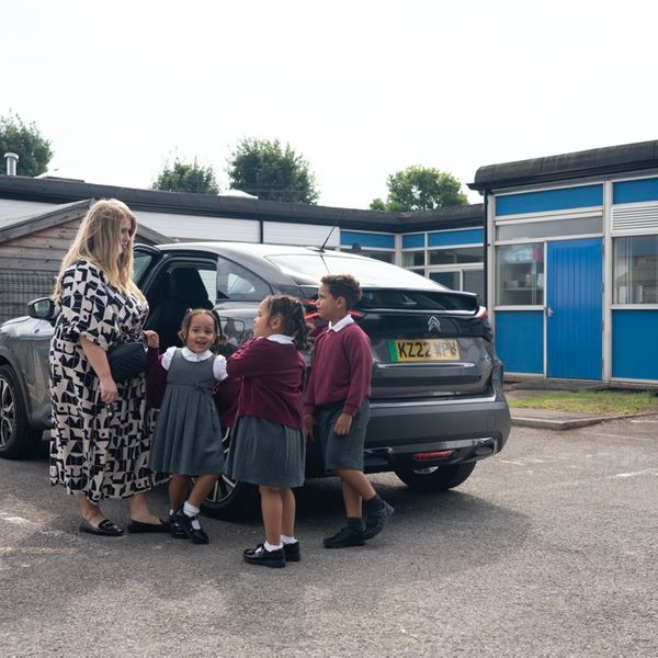 Electric Citroen on school run