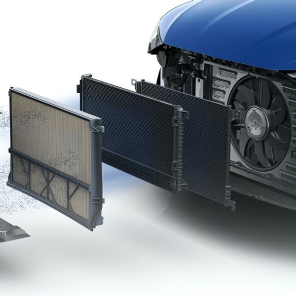 Technical drawing of Audi's particulate filtration system installed in a e-tron 
